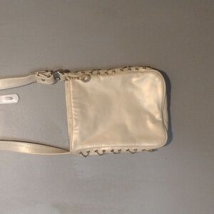VINTAGE Dawli crossbody pearlescent white leather purse